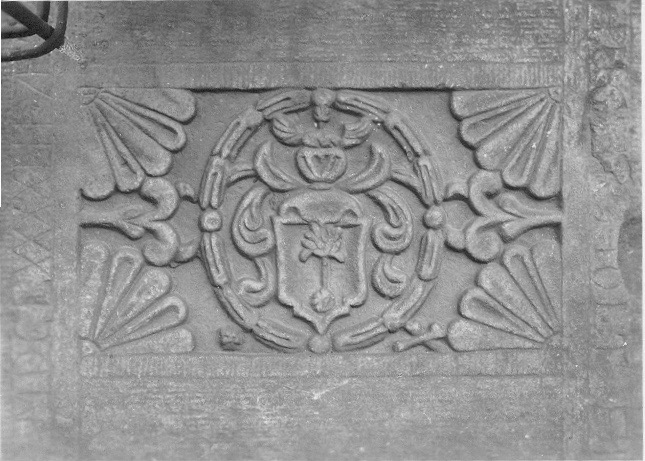 Grabstein von Peter Hugenholtz (1610–1693) in Wetter a. d. Ruhr, in den 1950er-Jahren fotografiert.