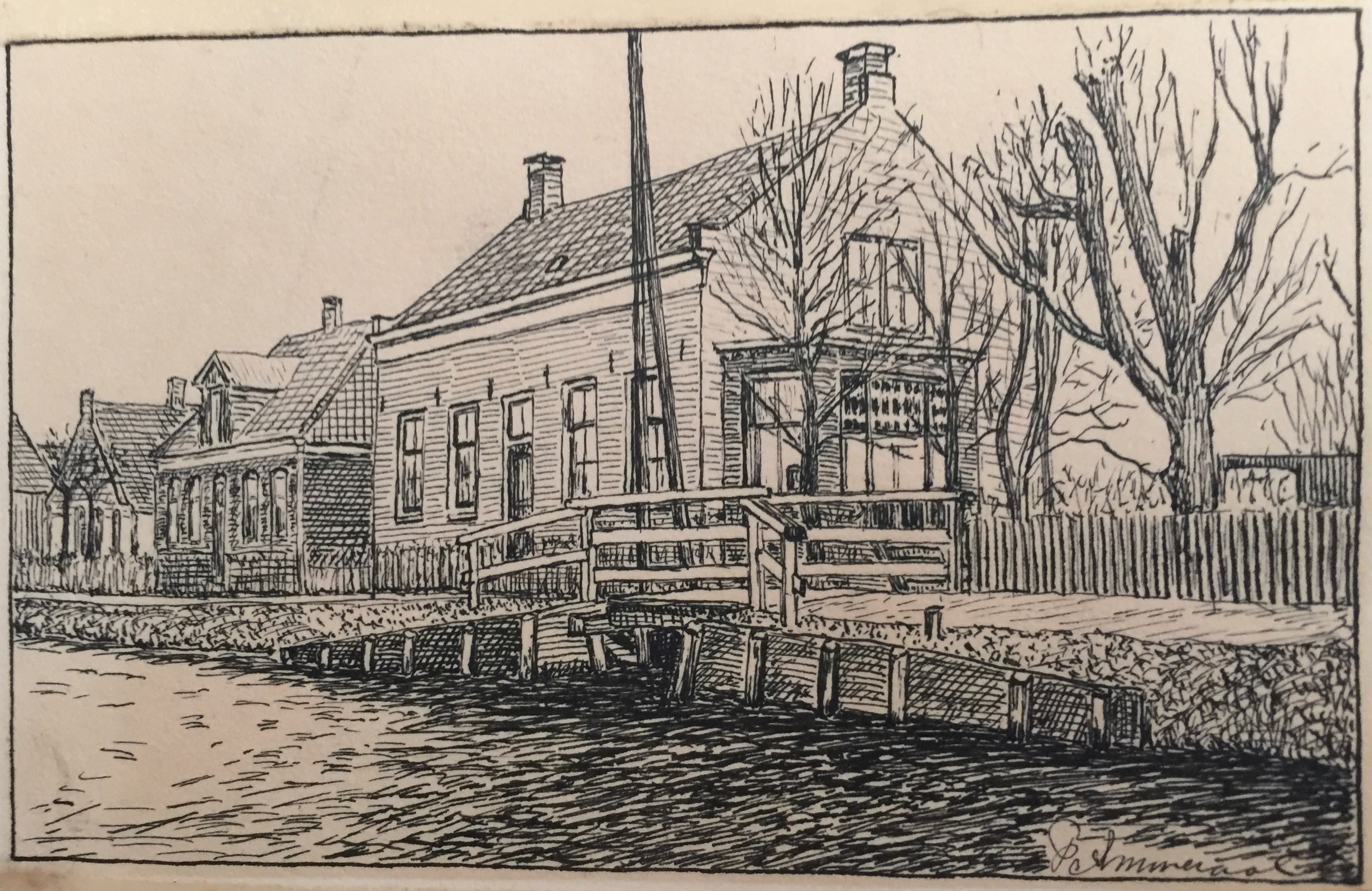 Zeichnung vom Pfarrhaus Ransdorp (um 1929): die erste Gemeinde der Opa.