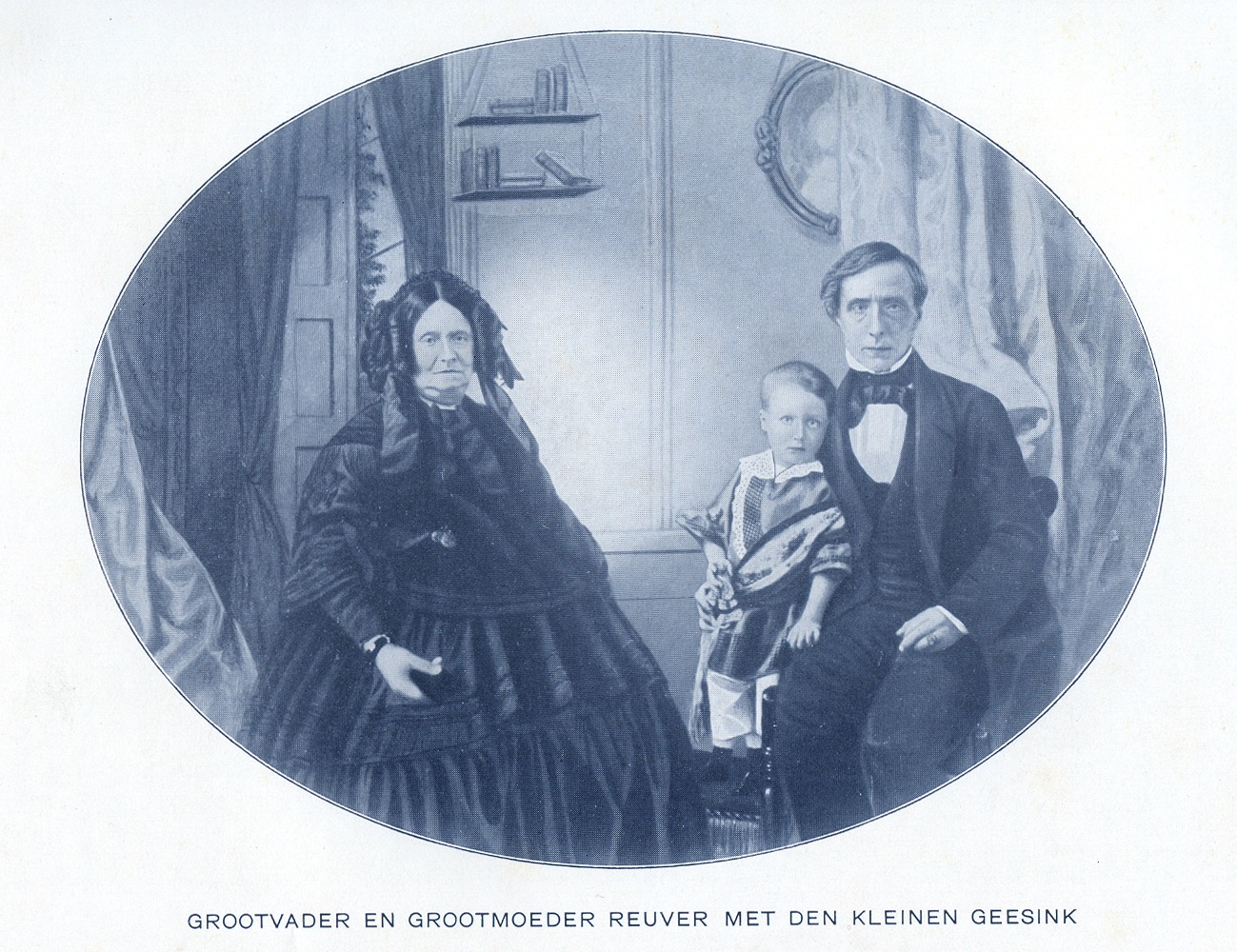 Hun dochter Anna Charlotta Louise Reuver-Guise (1789-1869) met haar man in hun huis aan de Singel 139 in Amsterdam. Op schoot hun kleinzoon Willem Geesink (latere hoogleraar theologie aan de Vrije Universiteit).
